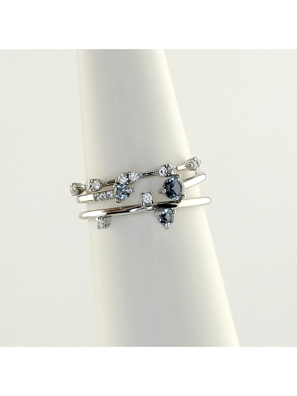Bomb Party 3pc Ring Sz 8 “Shimmer So Bright” RBP5184 Retro Blue on .925 Silver